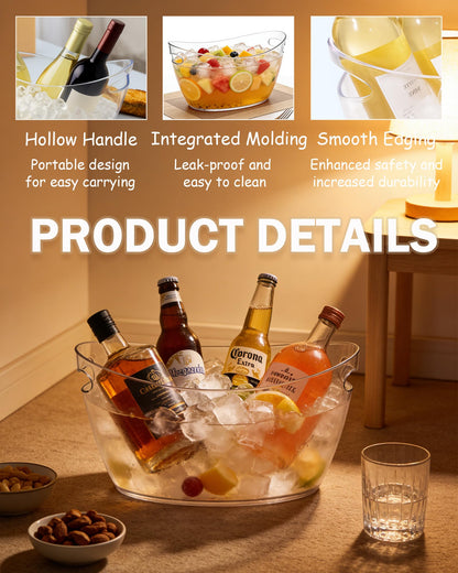 2-Pack Clear Acrylic Ice Buckets for Parties (5.5L Each) – Plastic Beverage Tubs with Scoops – Wine Bucket Chiller for Parties, Drink Buckets for Outdoor Events, Mimosa Bar, BBQ(Small Size)