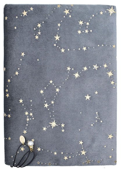 BLBMH A5 Journal Cover | Non-Stretch Fabric Notebook Cover with Bookmark, 5.5x8.3 Washable Privacy Protector for Paperback Bible Hardcover, Gift for Women - Velvet Grey