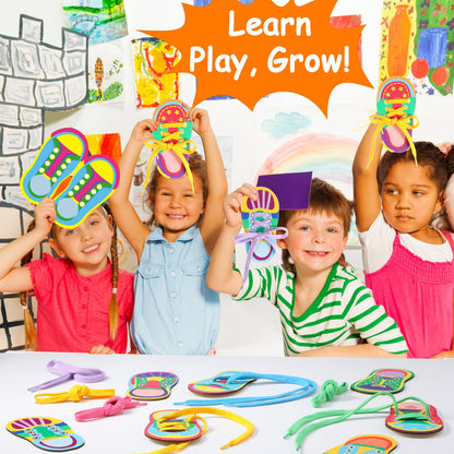 Capoda 9 Sets Lacing Cards Shoes Educational Threading Toy for Wooden Lacing Card Toys with Colorful Threads for Develop Imagination Early Education and Learning Activity(Shoes)