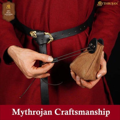 Mythrojan Leather Jewelry Bag Drawstring Christmas Gift storage bag pouch For Wedding Party Favors - Brown