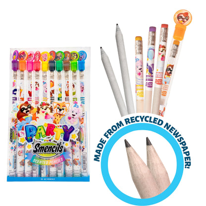 Party Smencils - Patented Gourmet Scented Graphite HB #2 Pencils made from Recycled Newspapers, 10 Count, Gifts for Kids, School Supplies