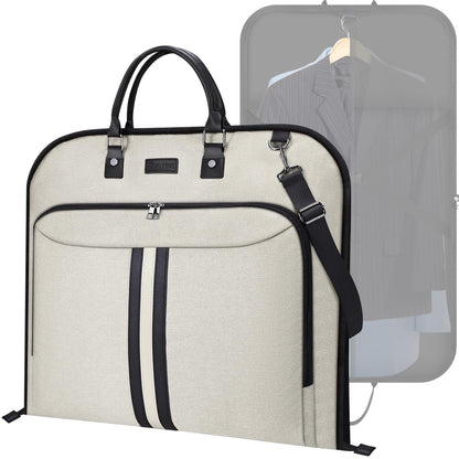 BALEINE Travel Garment Bag, Travel Suit Bag for Men, Water Resistant Carry on Garment Bag for Hanging Clothes, Garment Duffel Bag for Travel Business (Beige)