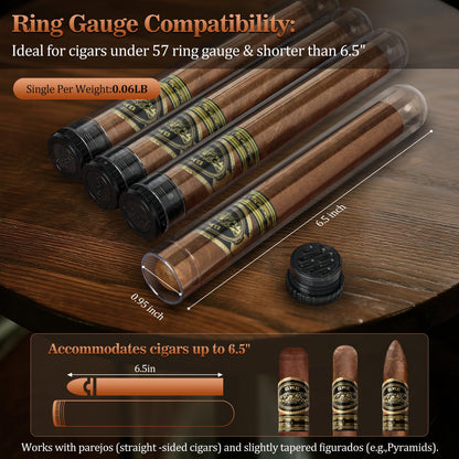 AWOTE Travel Cigar Humidor Case, Portable Cigar Bag with 4 Cigar Tubes, Leather Cigar Case Include Straight Cutter, V Cutter, Hole Puncher, Gift Set for Cigar Lovers, Lighter not included (Brown)
