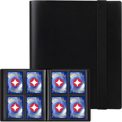 GEAoffice Card Binder - 4 Pocket Trading Card Collection Album Folder - 160 Side Loading Pocket Binder for TCG, MTG, Sports&Game Cards - Gifts for Card Collectors (All Black)