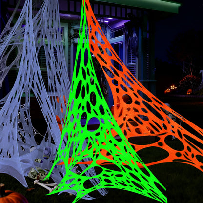 ComfyKit 700sqft Halloween Giant Spider Web Decorations Outdoor,Glow-in-The-Dark Giant Beef Netting,Cut-Your-Own Beef Cloth Spider Web for Halloween Indoor Outdoor Decor