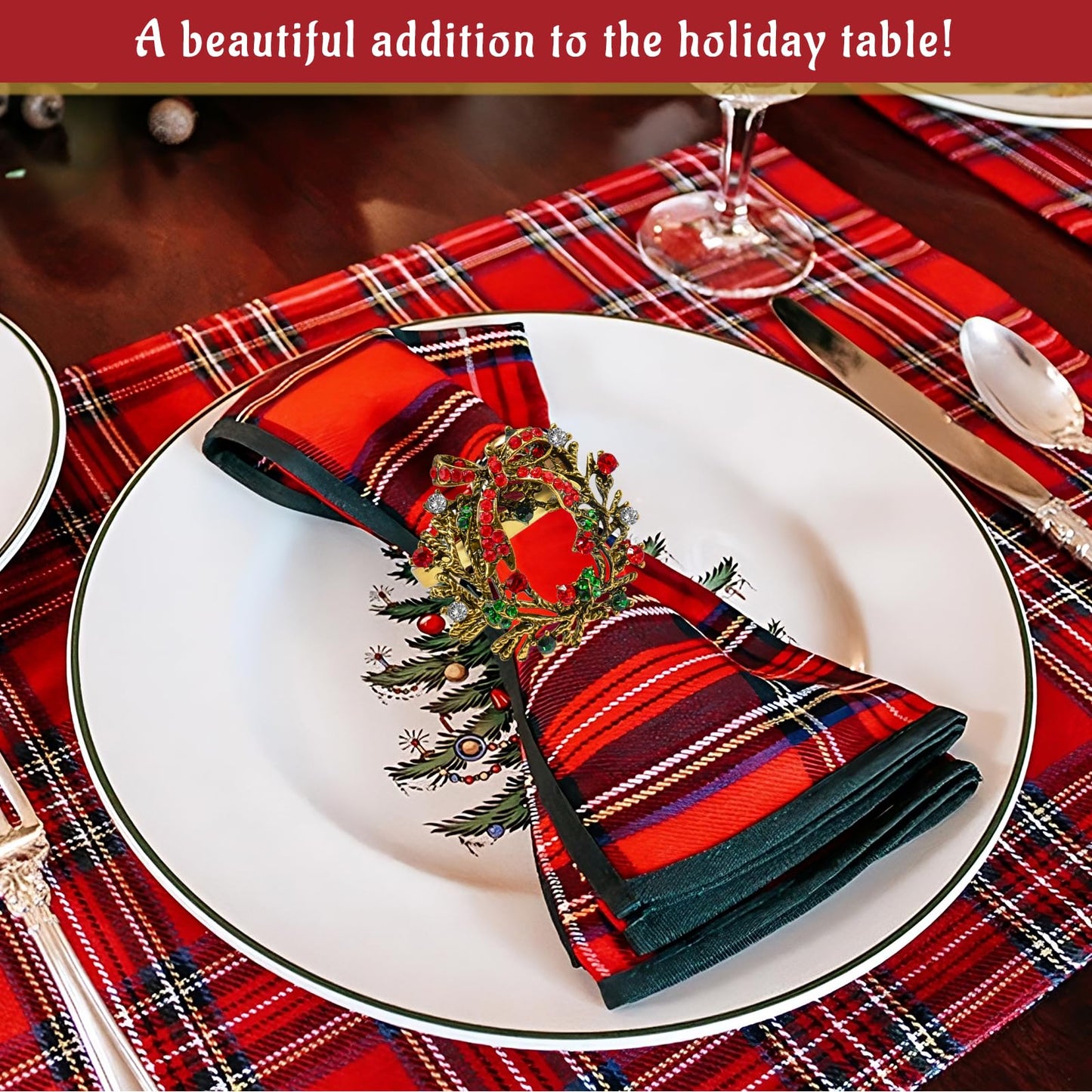 Legigo Set of 12 Christmas Wreath Napkin Rings Set- Metal Xmas Napkin Ring Holders for Cloth Napkins, Christmas Holiday Party Dinner Table Decoration