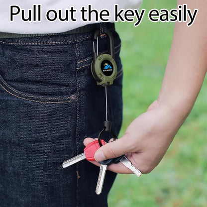 Retractable Keychain Heavy Duty, Multitool Carabiner Badge Holder, Retractable Keychain Clip Id Holder, Upgraded 58cm Stainless Steel Cord, Suitable for Men and Women Yellow