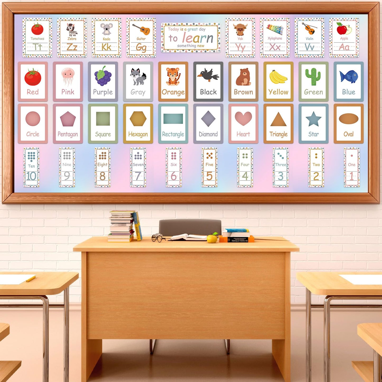 Dreamy Gradient Bulletin Board Paper Roll Pastel Gradient Bulletin Board Background Paper Back to School Classroom Decoration Poster Art Craft Home Wall Education Decoration Supplies 17.7in x 20ft