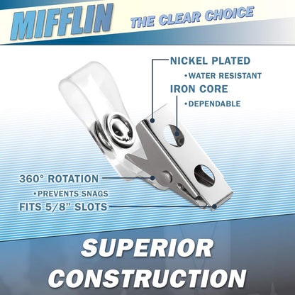 Mifflin-USA Vertical Plastic Card Holder with Metal Clip and Vinyl Straps (Clear, 2.25x3.5 Inch, 50 Pack), Waterproof PVC ID Name Badge Holder with Clip