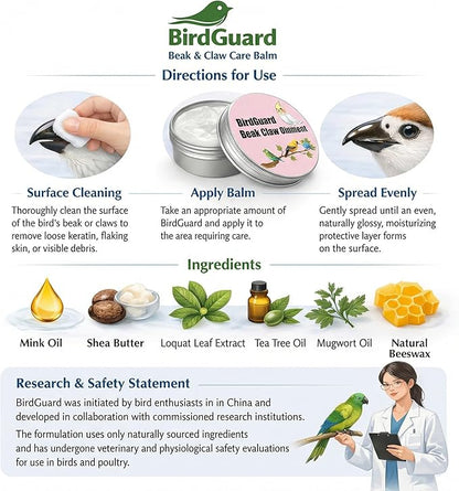 Bird Beak Moisturizer & Feet Balm – Dry Beak Treatment, Skin Hydration & Claw Repair for Parrots, Budgies, Cockatiels