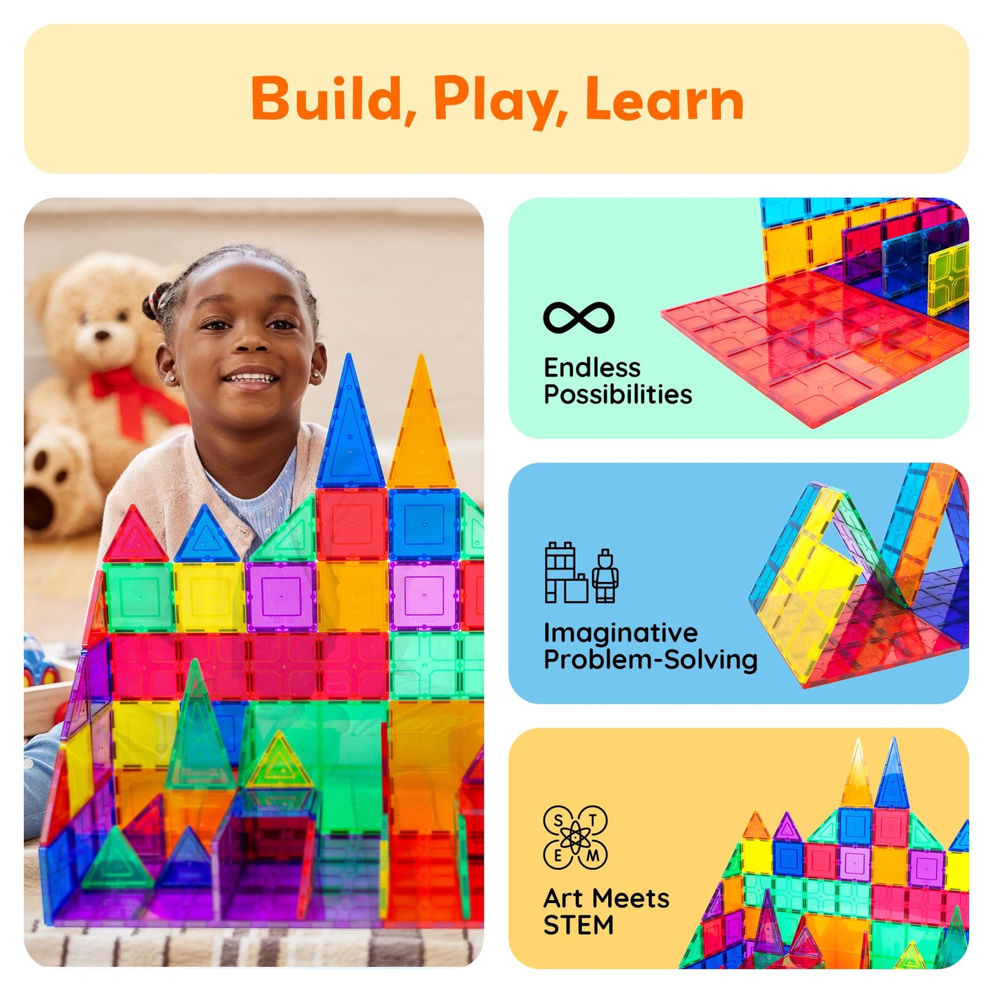 PicassoTiles 12pc Supersized Magnetic Building Tile Base Plate Jumbo XL Foundation Stabilizer Boards STEM Engineering Construction Kit for Kids Educational Learning Toy Magnet Blocks Stacking Set PT12