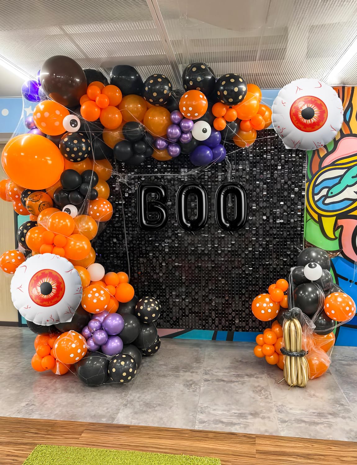 Halloween Balloon Garland Arch Kit, 138PCS Purple Orange and Black Balloons with BOO Foil Balloons, Spider Web, Eyeball Balloons for Birthday, Halloween Party Decorations Indoor Outdoor