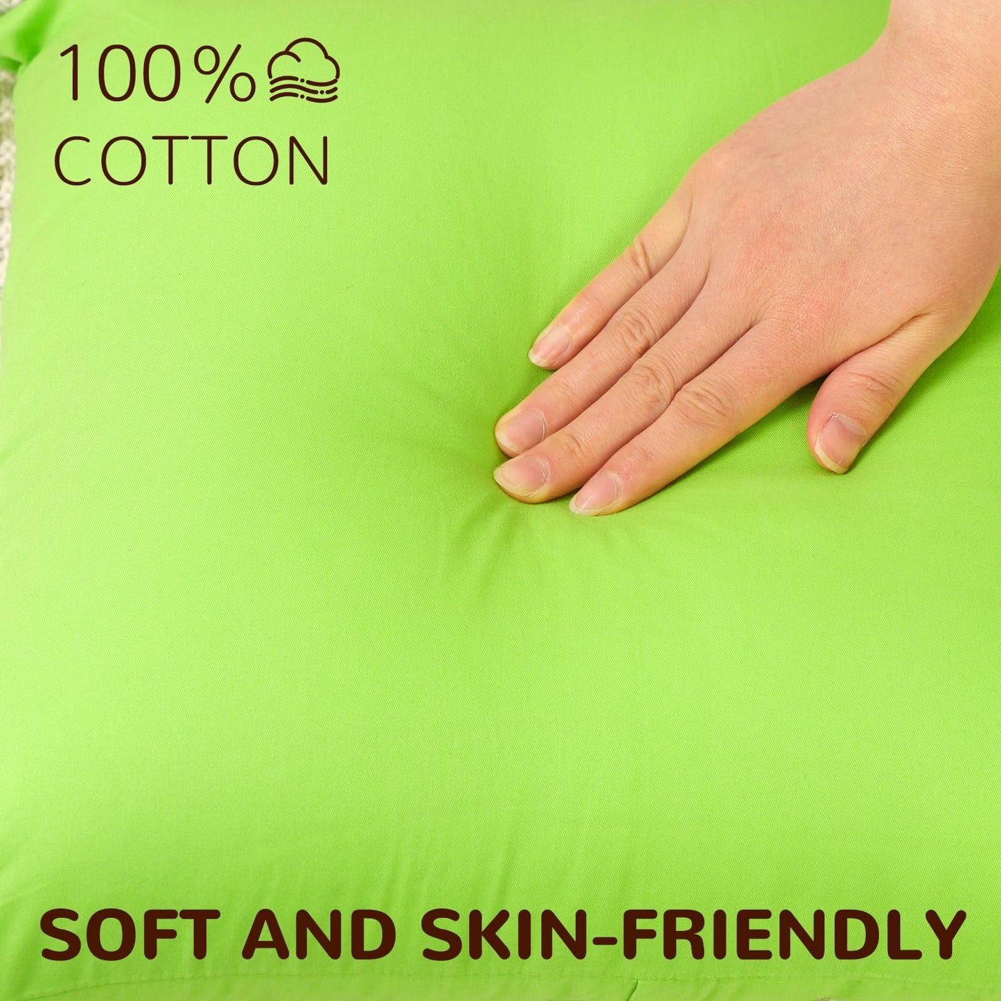 Coddsmz 6 Pack Decorative 100% Cotton Pillow Covers Square Cushion Cover Solid DIY Throw Pillowcase for Home Bed Sofa Halloween Christmas,Light Green,6 Pack-20" x 20"/50x50cm