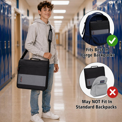 Case-it Classic Zipper Binder | 2-Inch O-Rings, 350 Sheet Capacity, Multiple Storage Pockets & Shoulder Strap | School & Office Organizer | D-251 Burgundy