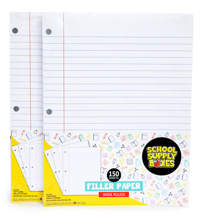 School Supply Boxes | Elementary Writing Bundle (1 Box) | Back to School Essentials Kit for Students & Teachers | Includes Wide-Ruled Filler Paper, Wide-Ruled Notebooks, 12 ct. Pens, & More