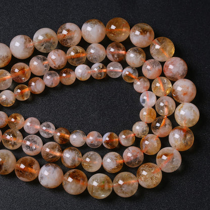 8MM 46PCS Natural Stone Citrine A Grade Quartz Crystal Loose Beads for Jewelry Making DIY Bracelet Necklace 1 Strand 15’’