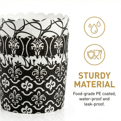 Hiceeden 300 Pcs Paper Cake Baking Cups, 5 Oz Greaseproof Muffin Liners Disposable Cupcake Wrappers Black & White for Birthday, Wedding, Baby Shower, Holiday
