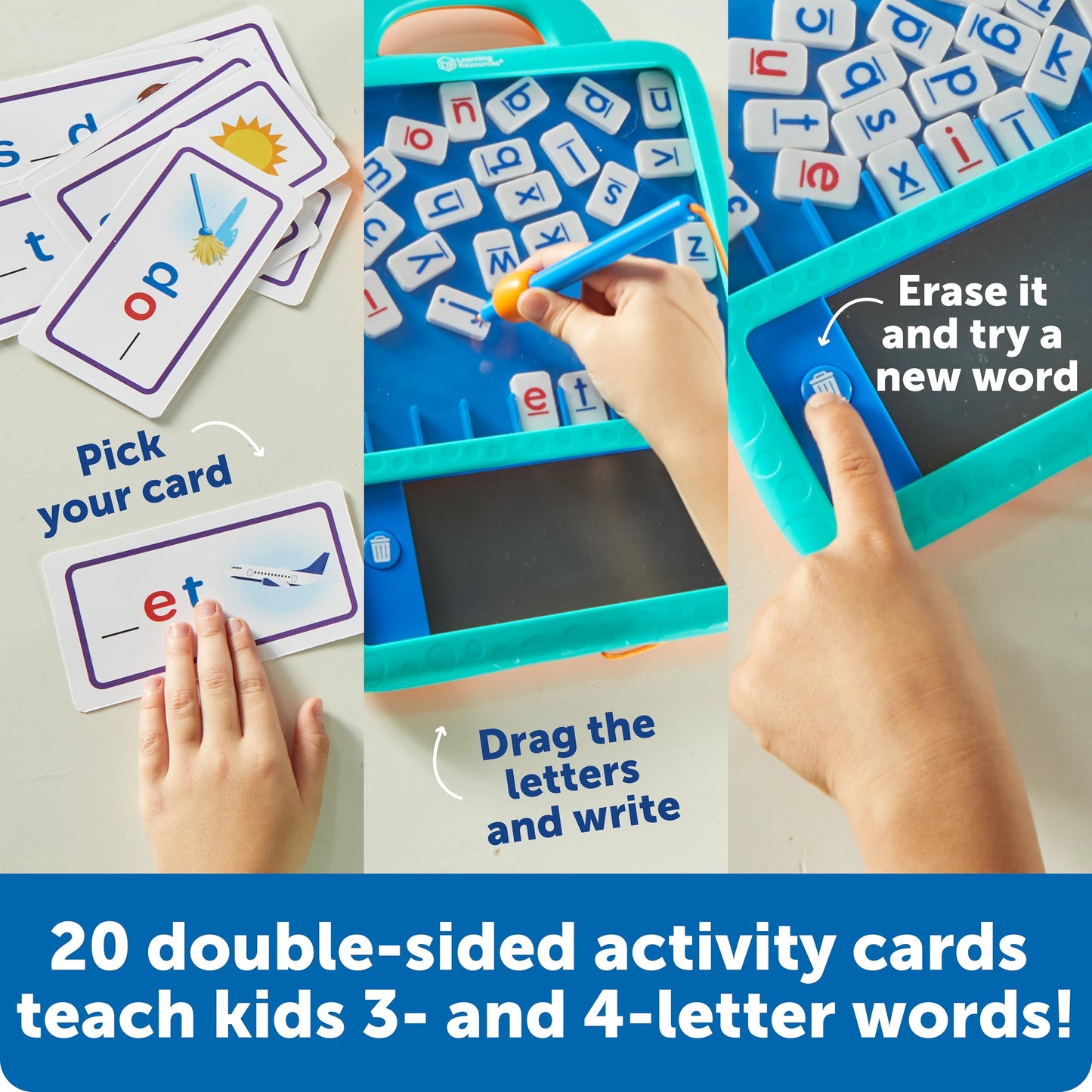 Learning Resources Skill Builders Magnetic Word Builder, Learn to Read, Phonetic Alphabet, Puzzle Board, ABC Kids Games, Sensory Board For Kids, Fine Motor Skills, Birthday Gift