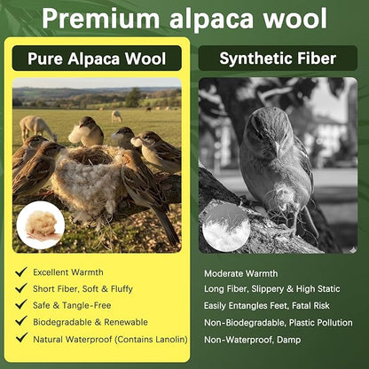 Bird Nesting Material, Hummingbird Nesters, Natural Alpaca Wool Material for Wild Birds, Design for Bird Lover Gifts, Refillable Outdoor Bird Nesting Station (Moon)