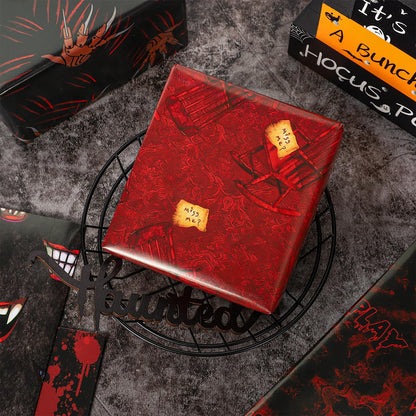 JarThenaAMCS 12 Sheets Halloween Bloody Wrapping Paper - Not Roll - Horror Handprint Paw Blade Gift Wrap Paper Folded Flat for DIY Crafts Holiday Party Supplies, 19.7 x 27.6 Inch