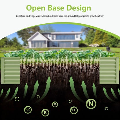 Ayen Guard 6x3x2FT Galvanized Raised Garden Bed,Galvanized Planter Boxes Outdoor, Large Metal Raised Garden Beds for Vegetables-Green