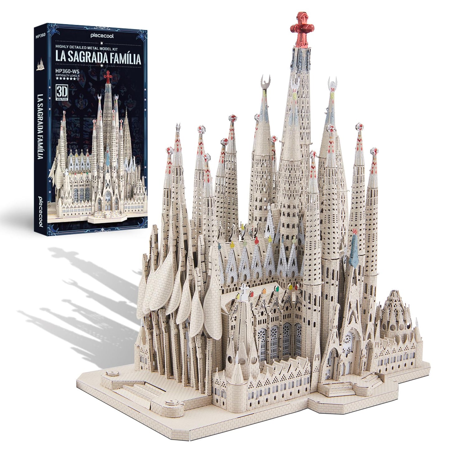Piececool 3D Metal Puzzles for Adults and Teens, La Sagrada Família Metal Model Kit, Hobby DIY Crafts for Adult Challenge Spanish Cathedral Brain Teaser Architecture Building Kit, 450 Pcs