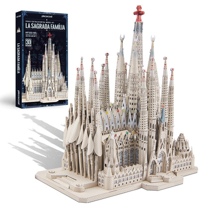 Piececool 3D Metal Puzzles for Adults and Teens, La Sagrada Família Metal Model Kit, Hobby DIY Crafts for Adult Challenge Spanish Cathedral Brain Teaser Architecture Building Kit, 450 Pcs