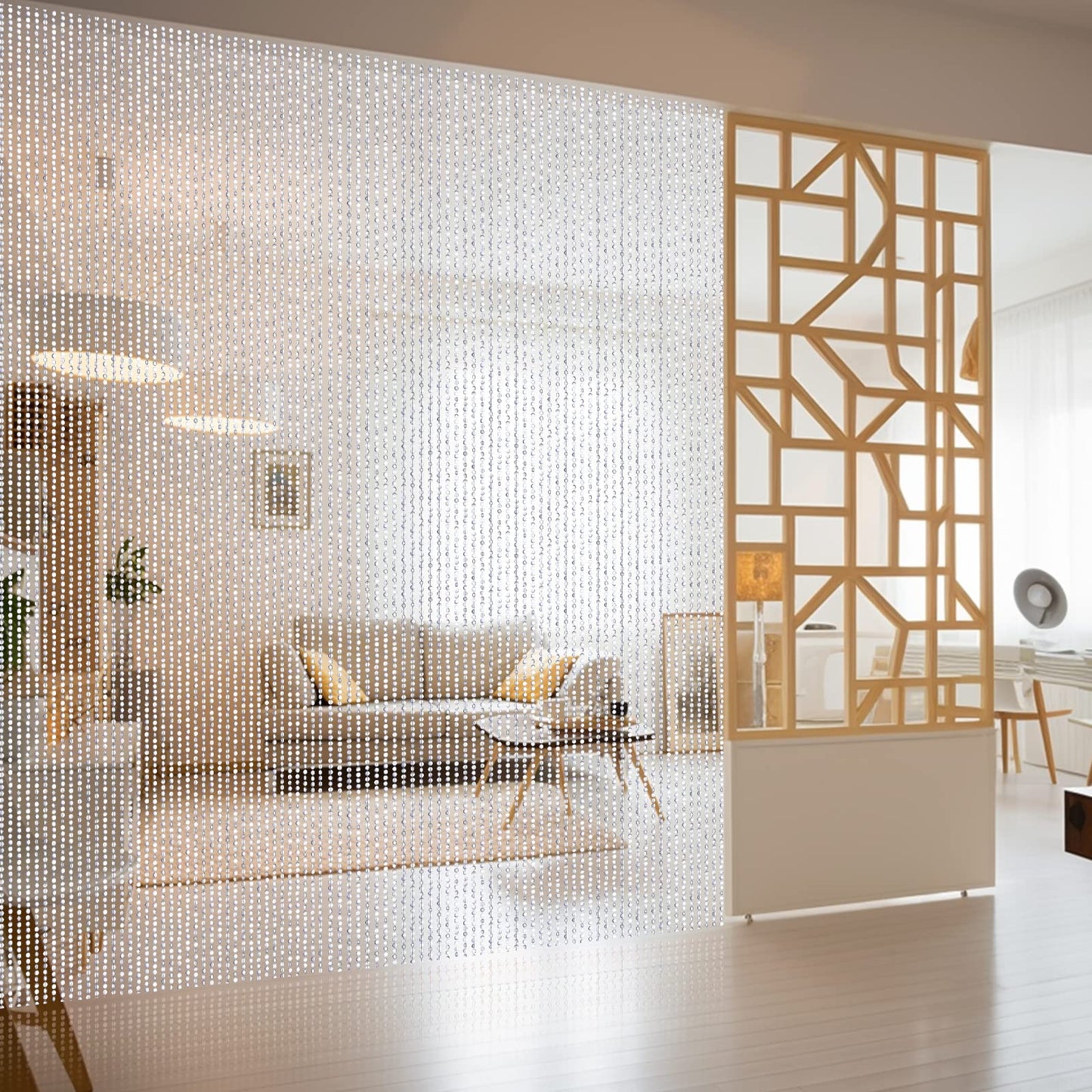 Boshen 3FTx6.5FT 45Strands Crystal Beaded Curtain Door Beads Clear Acrylic Beads Hanging Room Divider Crystal Iridescent Diamond Cut Curtain Doorway Curtain for Room Doorway Divider Party Decor