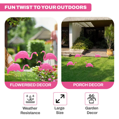 4E's Novelty 4 Pink Flamingos Yard Decorations - Extra Large 24" Flamingos Yard Ornaments - Pink Flamingos for Yard Sculptures & Statues - Lawn Flamingos Outdoor Garden Decor, Weather Resistant