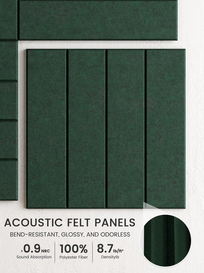 Bumusty Large Cork Board Alternative-48 x 36" Felt Bulletin Board Tiles, with 30 Pushpins, 70 Adhesive Tabs, Bold-Stripe 12-Pack, Cork Boards for Office Push Pin Board Felt Board-Pine Green