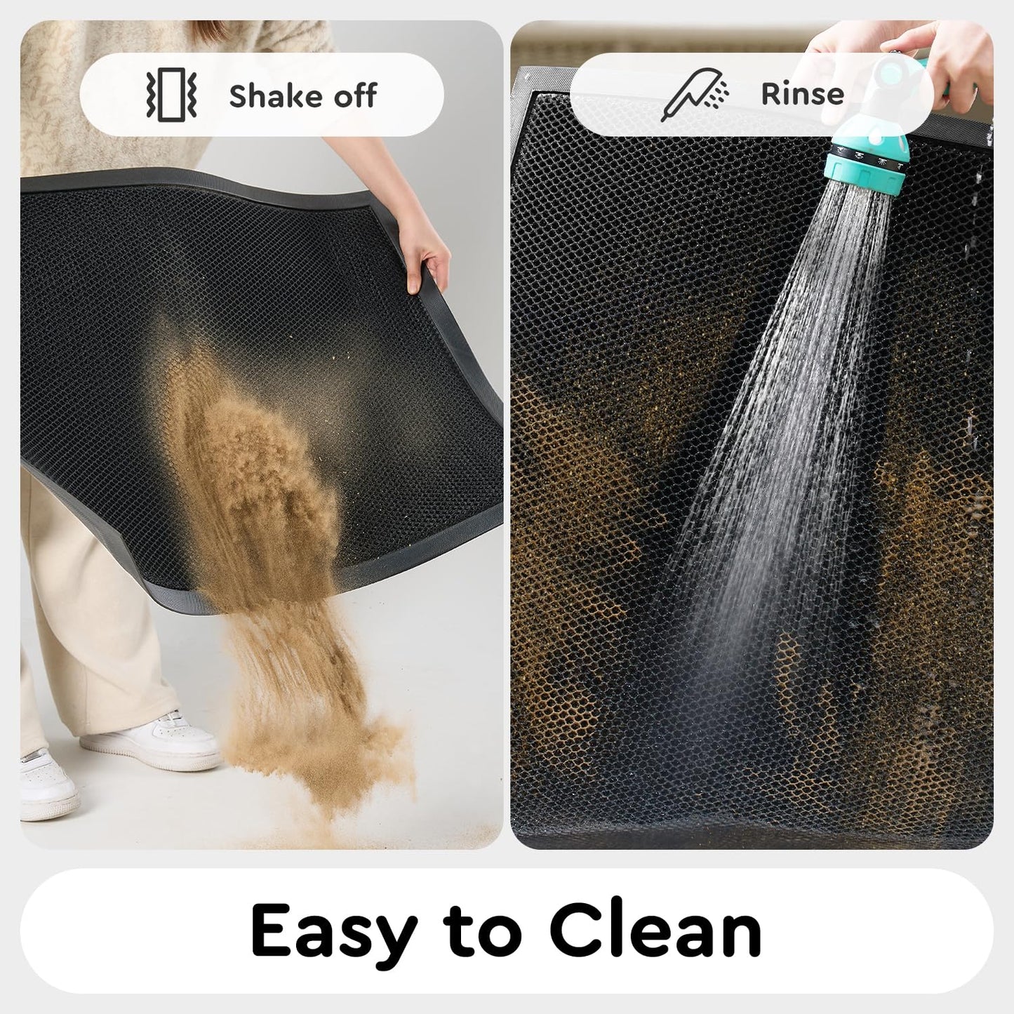 tchdio Front Door Mat Outside Entrance, 17"x29" Doormat Mud Dirt Trapper, Non Slip Welcome Mat Durable Door Mats for Front Door, Heavy Duty Entry Mat Stain Resist for Entryway, Black