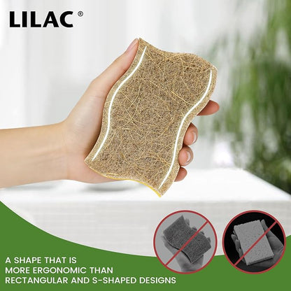 LILAC 12 Pack Natural Cellulose Sponges for Dishes - Non-Scratch Kitchen Scrub Sponges - 100% Biodegradable & Eco-Friendly Cleaning Sponges for Non-Stick Cookware, Bathroom & Household（Yellow）