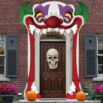 Halloween Creepy Clown Theme Door Banner - Horror Clown Scary Stand Up Background Banner for Carnival Party Photo Booth Props