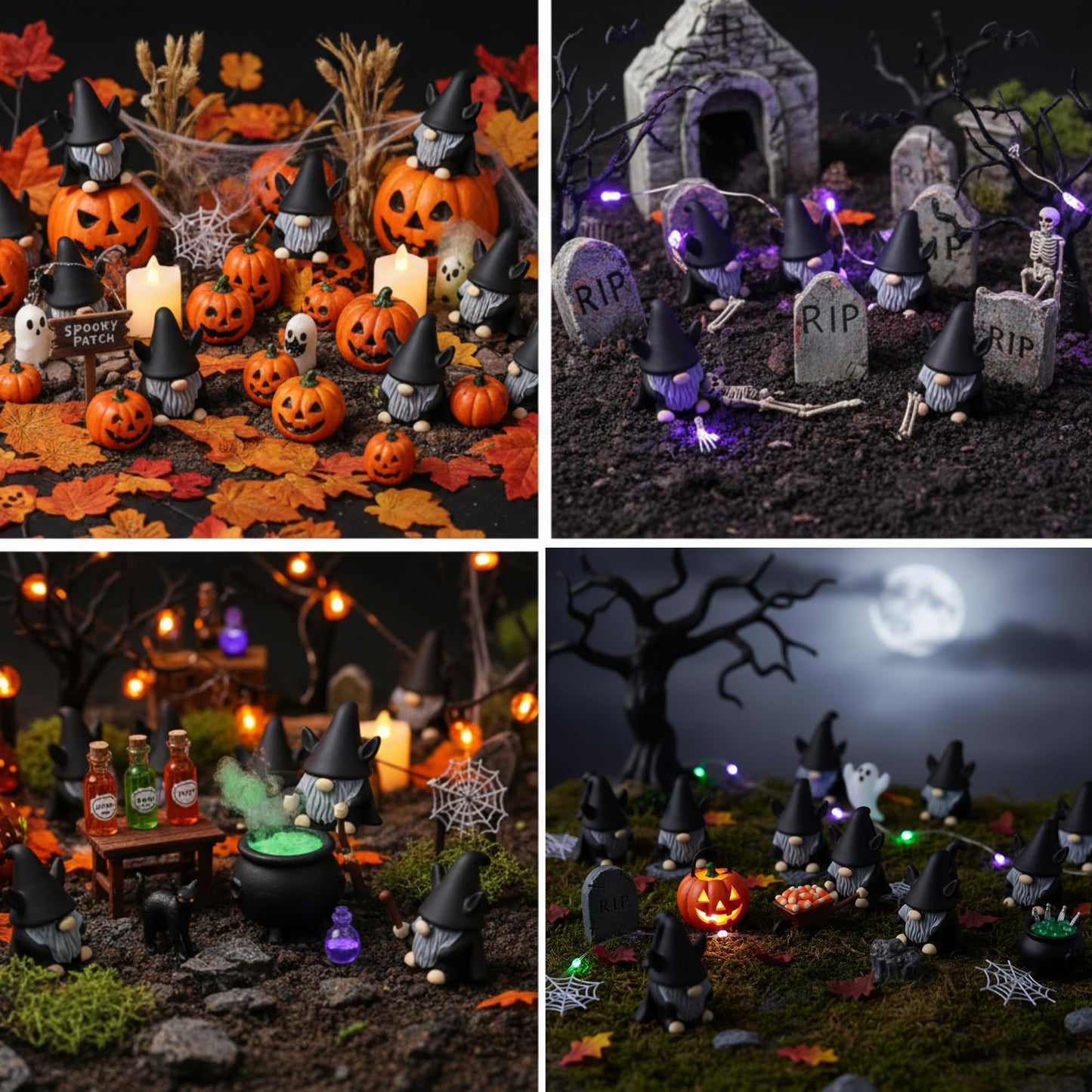 Roowest 60 Pcs 60 Pcs Mini Christmas Gnomes Figurines Decorations Miniature Resin Gnomes Tiny Santa Deer Gingerbread Man Dwarf Figurine to Hide Ornaments for Village Table Decor (Bat)