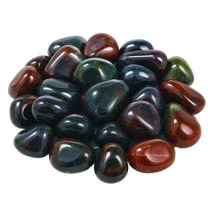 Amazing Gemstone Bloodstone Crystals & Healing Stones Tumbled - 1 oz Bloodstone Stone Gem Stones, Natural Healing Energy Balance, Stress Relief - Premium Polished Gems Rocks for Meditation & Wellness