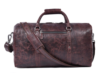 Leather Duffel Bag for Men & Women Travel, Weekend, Overnight, Gym Bag - Florida Brown