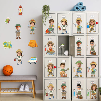 60pcs Camping Theme DIY Cutouts Camper Bulletin Board Decoration Set Camping Adventure Paper Cut-Outs Classroom Decor for Boy Girl Classroom DIY Photo Craft Kindergarten School Wall Door Supplies