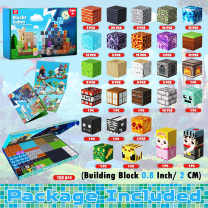Magnetic Building Blocks - 150PCS Magnet Block Cubes Dark Hell Forest Castle, STEM Toy Building Sets for Kids Age 3+, Montessori Stacking Construction Toys for Easter Gift Boys Girls Age 4-8, 8-12