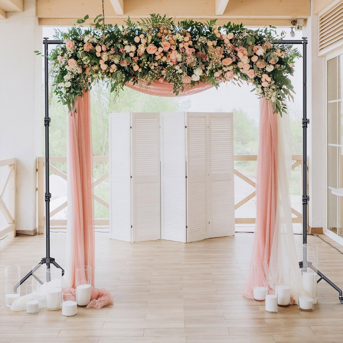 Backdrop Stand with Wheels 10x7.5Ft (WxH), Photo Backdrop Stand Easy to Move,Heavy Duty Back Drop Adjustable Stand for Parties,Banner Stand Photography and Video Studios
