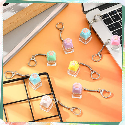 Lewtemi 24 Pcs Keyboard Fidget Clickers Cat Paw Keyboard Keychain Decompression Relief Button Finger Clickers for Adults Office Birthday Party Gifts to Relief Stress Pass the Time (Macaron Colors)