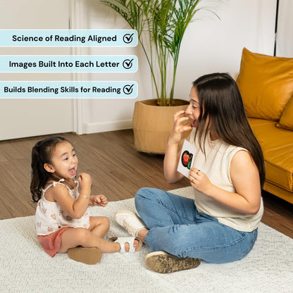 Phonics Flashcards for Kids - Alphabet Letter Sound Cards with Embedded Mnemonics for Early Reading, ABC Flashcards for Preschool & Kindergarten - Fonexa (Small)
