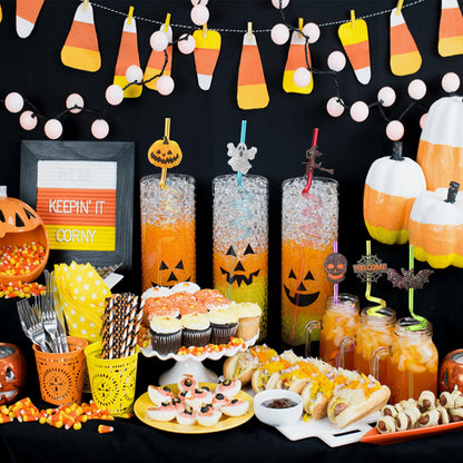 24Pcs Bling Glitter Halloween Party Favors Straws Bats Pumpkin Witch Ghost Straws for Halloween Party Supplies Birthday Party Decoration with 2 Cleaning Brush.