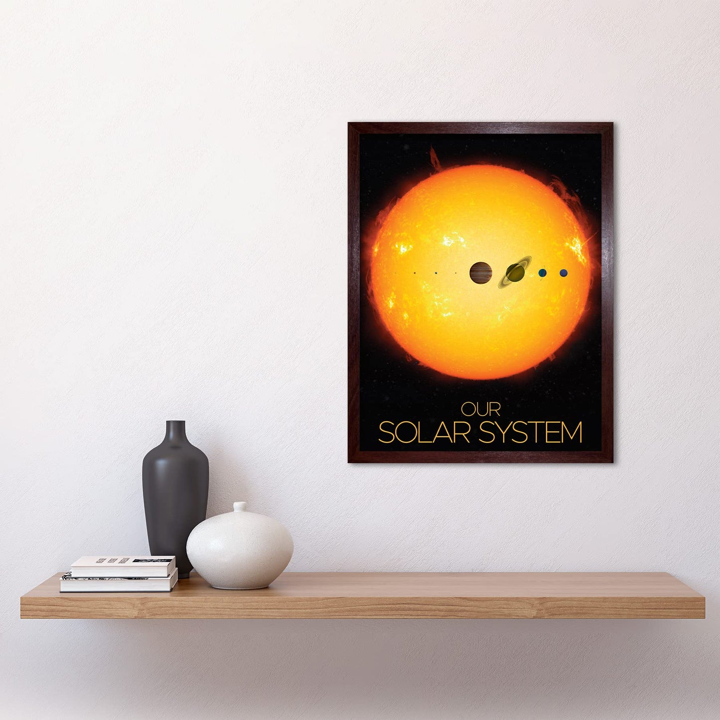 Artery8 NASA Our Solar System Planets and Sun Size Comparison Art Print Framed Poster Wall Decor 12x16 inch