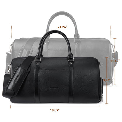 BOSTANTEN Genuine Leather Travel Weekender Overnight Duffel Bag Gym Sports Luggage Tote Duffle Bags for Men Medium: 18.5"X9.25"X10.50"