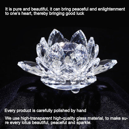 TENGFENG Sparkle Crystal Lotus Flower - 4'' Hue Reflection Clear Crystal Lotus for Feng Shui Home Decor Sun Catcher Ornaments or Paper Weight with Gift Box (100MM) Transparent Purple