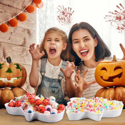 Wiwiqing 2 Pcs Halloween Ghost Candy Bowl Ghost Shaped Serving Tray Plates Plastic Spooky Dessert Platter Dish for Halloween Trick or Treat Party Food Storage Charcuterie Board Serving Supplies