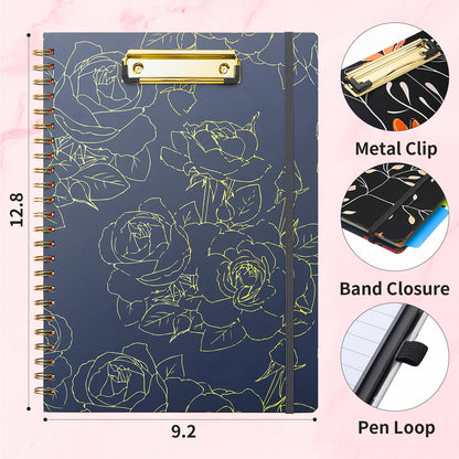 Sooez Clipboard with Refillable Notepad, Clipboard Folder with 10 Storage Pockets for Letter Size, Spiral Clipboards Notebook, Cute Portfolio for School Office Nursing