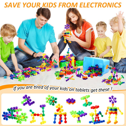 Halloscume 230 Pcs Kids Star Stem Building Toys Building Blocks Plastic Connectors Stem Toys with Storage Box for Kindergarten Preschool Classroom Games Sets for Boys and Girls Aged 3 Years Old and Up