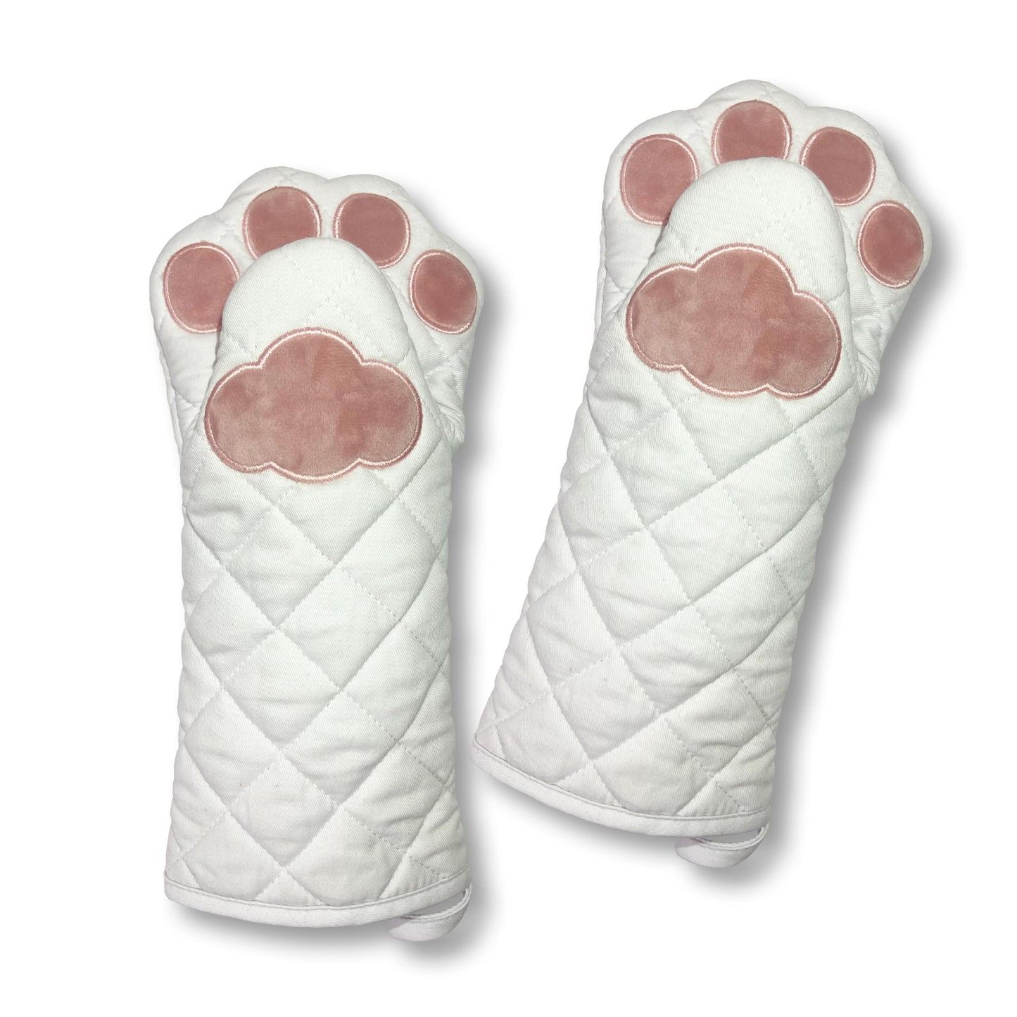 EonCare Cat Paw Oven Mitts, Thick, and Heat Resistant (White, Set of 2)
