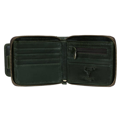 MING CLAN Leather RFID Blocking Bifold Wallet For Men With Zipper, Flap ID Window Zip Coin Pocket, Big Capacity Credit Card Holder For Travel